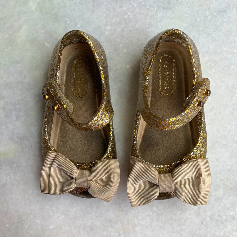 Mini Melissa Ultra Girl Gold Glitter with Bow
